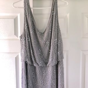 Altered Adrianna Papell beaded formal sleeveless blouson gown 16W GUC